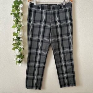 GUCCI Black and White 100% Cotton Midrise Plaid Straight Leg Crop Pants